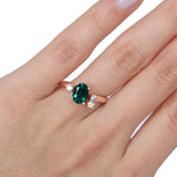 Anillo Oro Rosa Esmeralda 1.30 ct, Diamante, Topacio Azul y Aquamarina de .05 ct