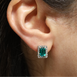 Studs en Oro Blanco con Esmeraldas 2.00 ctw y Diamantes .35 ctw