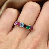 Churumbela Familiar con Turmalina Rosa, Rubí, Aguamarina, Granate, Esmeralda y Rubí