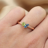 Anillo familiar con Peridoto y Topacio Azul