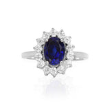Anillo Oro Blanco Zafiro 1.80 ct y Diamantes Halo .42 ctw