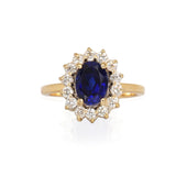 Anillo Oro Amarillo Zafiro 1.80 ct y Diamantes Halo .42 ctw
