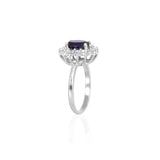 Anillo Oro Blanco Zafiro 1.80 ct y Diamantes Halo .42 ctw