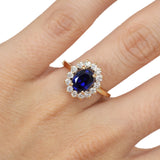 Anillo Oro Amarillo Zafiro 1.80 ct y Diamantes Halo .42 ctw