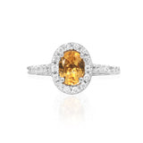 Anillo Oro Blanco Citrina 1.00 ct y Diamantes .28 ctw