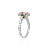 Anillo Oro Blanco Citrina 1.00 ct y Diamantes .28 ctw