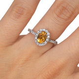 Anillo Oro Blanco Citrina 1.00 ct y Diamantes .28 ctw