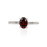 Solitario Oro Blanco Granate Oval 1.00 ct