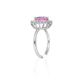 Anillo Oro Blanco Turmalina Rosa 1.70 ct y Diamantes Halo .42 ctw
