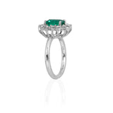 Anillo Oro Blanco Esmeralda 1.00 ct y Diamantes Halo .42 ctw