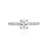 Anillo de Compromiso Diamante Oval .35 ct, Diamantes Laterales .12 ctw