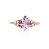 Anillo Oro Rosa Amatista Pera 1.00 ct y Diamantes .12 ctw