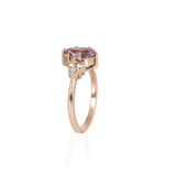 Anillo Oro Rosa Amatista Pera 1.00 ct y Diamantes .12 ctw