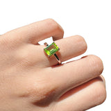 Solitario Oro Blanco Peridoto 1.70 ct