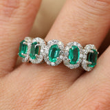 Churumbela Oro Blanco Esmeraldas 2.50 ctw y Diamante .60 ctw