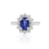 Anillo Oro Blanco Zafiro 1.00 ct y Diamantes Halo .36 ctw