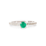 Anillo Oro Blanco con Esmeralda .40 ct y Diamantes .12 ctw