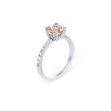 Anillo Oro Blanco Morganita 1.65 ct y Diamante Lateral .12 ctw