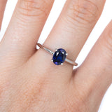 Solitario Oro Blanco Zafiro Oval .65 ct