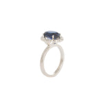 Anillo Oro Blanco Zafiro 3.20 ct y Diamantes Halo .44 ctw