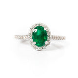 Anillo Oro Blanco Esmeralda .90 ct y Diamantes .25 ctw