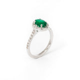 Anillo Oro Blanco Esmeralda .90 ct y Diamantes .25 ctw