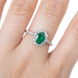 Anillo Oro Blanco Esmeralda .90 ct y Diamantes .25 ctw