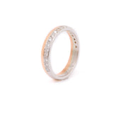 Argolla Dama Oro Combinado 4mm con Diamantes .20 ctw