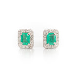 Aretes en Oro Blanco con Esmeraldas .90 ctw y Diamantes .28 ctw