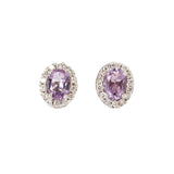 Aretes en Oro Blanco con Amatista 2.00 ctw y Diamantes .28 ctw