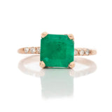 Anillo Oro Rosa Esmeralda 1.90 ct y Diamantes .06 ctw