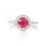 Anillo Oro Blanco Rubí 1.30 ct y Diamantes .36 ctw