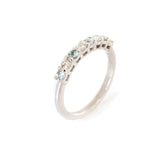 Churumbela Oro Blanco Diamante .20 ctw y Aguamarina .25 ctw