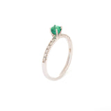 Anillo Oro Blanco con Esmeralda .40 ct y Diamantes .12 ctw
