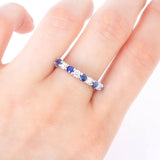Churumbela Oro Blanco Diamante .20 ctw y Zafiro .25 ctw