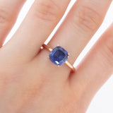Solitario Oro Rosa Zafiro Cushion 3.00 ct