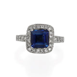 Anillo Oro Blanco Tanzanita Cushion 2.00 ct y Diamantes .40 ctw