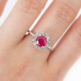 Anillo Oro Blanco Rubí 1.30 ct y Diamantes .36 ctw