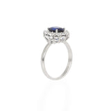 Anillo Oro Blanco Zafiro 1.00 ct y Diamantes Halo .36 ctw