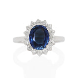Anillo Oro Blanco Zafiro 2.80 ct y Diamantes Halo .48 ctw