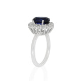 Anillo Oro Blanco Zafiro 2.80 ct y Diamantes Halo .48 ctw