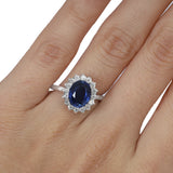 Anillo Oro Blanco Zafiro 2.80 ct y Diamantes Halo .48 ctw