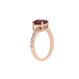 Anillo Oro Rosa Turmalina Rosa 1.40 ct y Diamante Lateral .12 ctw