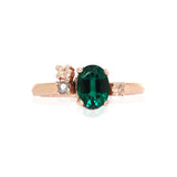 Anillo Oro Rosa Esmeralda 1.30 ct, Diamante, Topacio Azul y Aquamarina de .05 ct