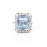 Anillo Oro Blanco Aguamarina 4.00 ct y Diamante .40 ctw