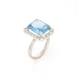 Anillo Oro Blanco Aguamarina 4.00 ct y Diamante .40 ctw