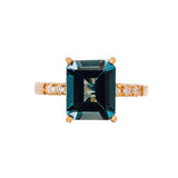Anillo Oro Rosa Topacio London Blue 3.70 ct y Diamantes .18 ctw