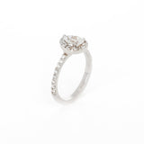 Anillo de Compromiso Diamante Pera .59 ct y Diamantes Halo-Laterales .28 ctw