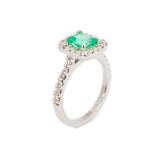 Anillo Oro Blanco Esmeralda .70 ct y Diamantes .44 ctw