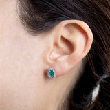 Aretes en Oro Blanco con Esmeraldas .90 ctw y Diamantes .28 ctw
